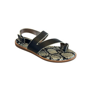 Crown Vintage Sandals Aaliya Black Zion Leather Wedge Strappy Women's 8/38.5